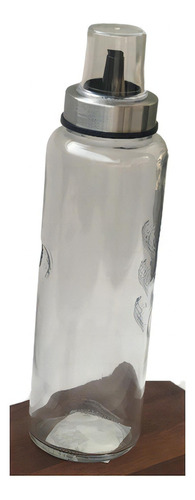 Garrafa Porta Azeite Vinagre Vidro E Inox Com Dosador