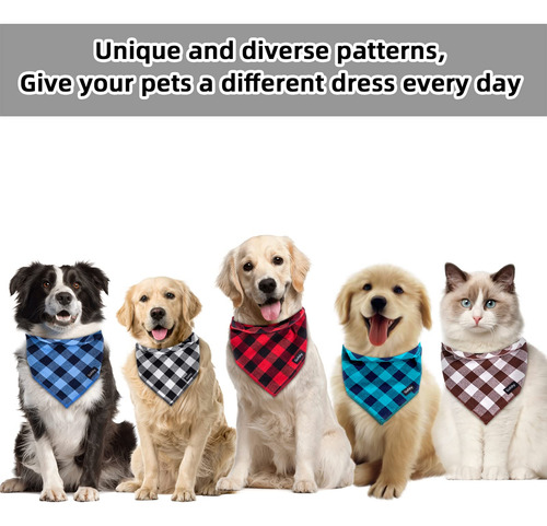 Juego De 6 Pañuelos Para Perros Gofshy Buffalo Plaid Otoño-n