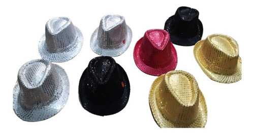 6 Sombrero Michel Jackson Lentejuela Led Colores Clasico