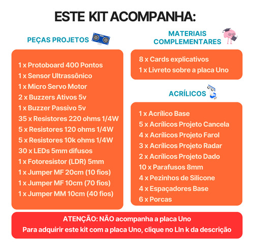 Kit Uno Sem Arduino Com Projetos Tutorial Completo Iniciante