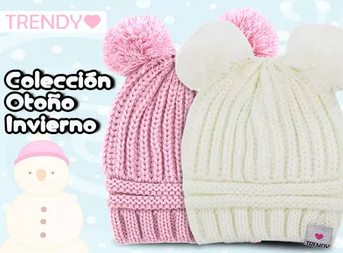 Niñas Pompones Sombrero Grueso Cálido Invierno Suave Tejido Gorros