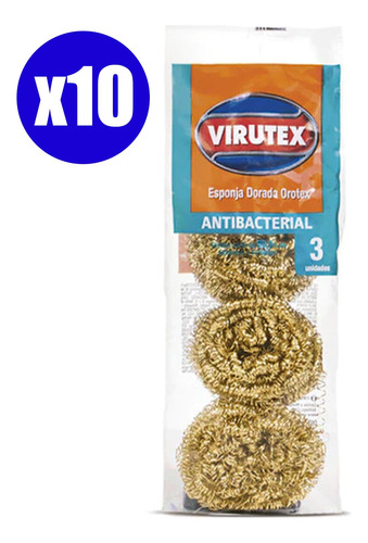 3 Esponjas Dorada Orotex Antibacterial Virutex X 10