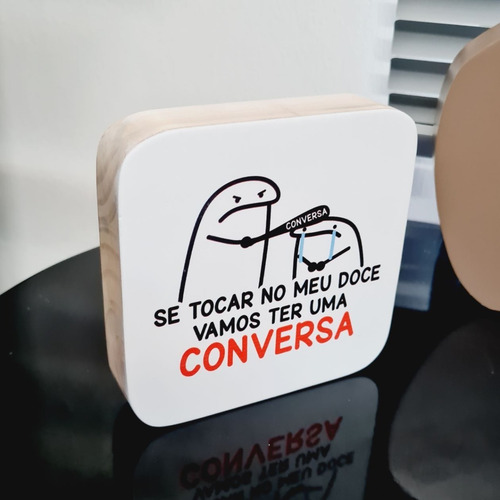 Imagem 2 de 4 de Placa Decorativa Flork Bento Meme Madeira Impresso Doce Bolo