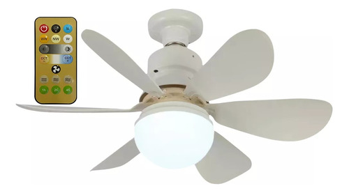 Ventilador De Teto C/ Lâmpada Led + Controle Para Bocal E27 Cor Da Estrutura Branco Cor Das Pás Branco Diâmetro 42 Cm Frequência 50-60hz Material Das Pás Plástico Quantidade De Pás 6 86v - 265v