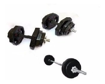 Banca P/ Pecho+ejercitador Piernas+mancuernas+barra+ 20kl