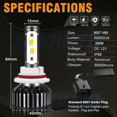 Para 9007 Hb5 60000lm Kit Faros Led Luz Alta Y Baja Para