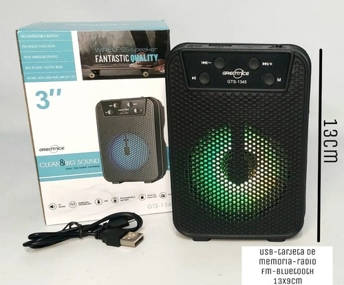 Imagen 2 de 6 de Parlante Bluetooth Inalambrico Portatil 3 Pulgadas Usb Luces