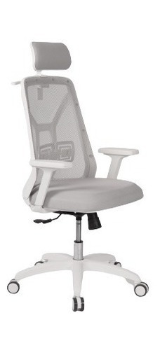 Sillon Ergonómico Tokio Blanco Con Cabezal Brazos Percha