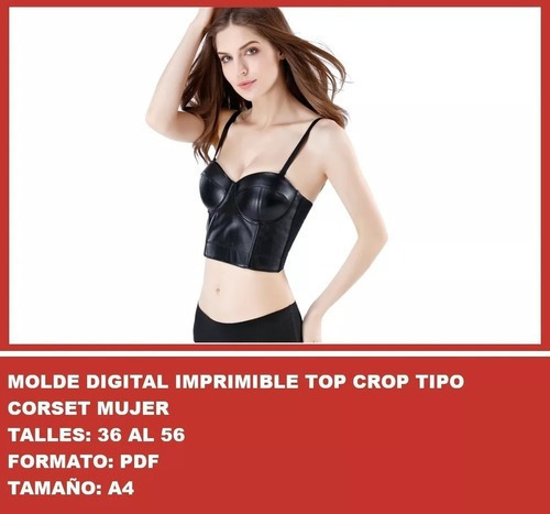 Molde Patron Imprimible Top Crop Tipo Corset Mujer