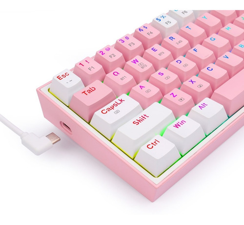 Imagen 7 de 9 de Teclado Gamer Redragon Fizz Pro K616 Rgb 60% Rosa Blanco F