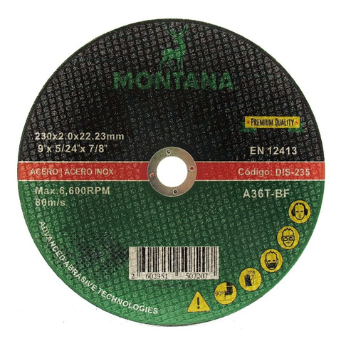 Disco Corte 7\'\' Metal Montana 230x2.0 Mm  25 Unidades