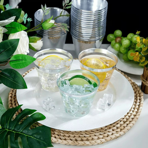 50 Vasos Desechables Plástico Elegantes Fiesta Bodas 9oz