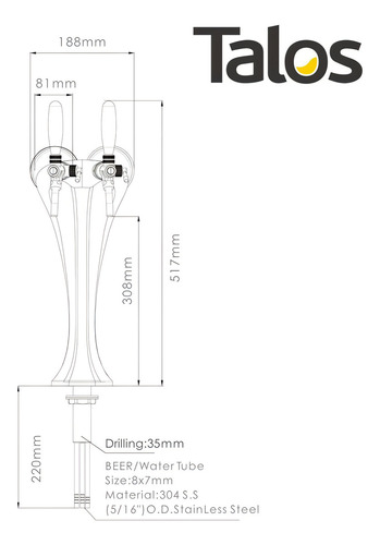 Torre refrigerada de 2 vías Naja + 1 grifo belga + 1 Stout