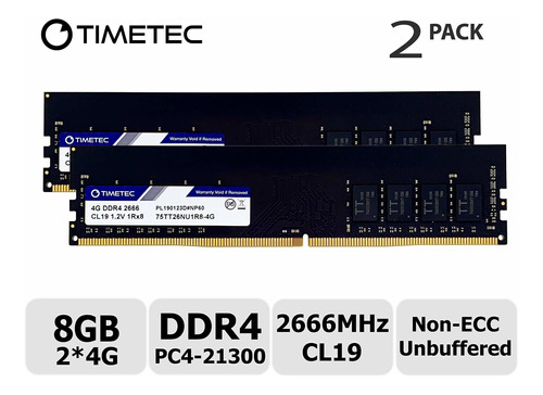 Memoria Ram 8gb (2x4gb) Ddr4 2666mhz Pc4-21300 Timetec