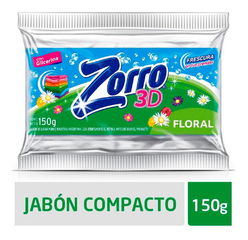 Jabon Blanco En Pan Floral Zorro 3d X 150 Gr