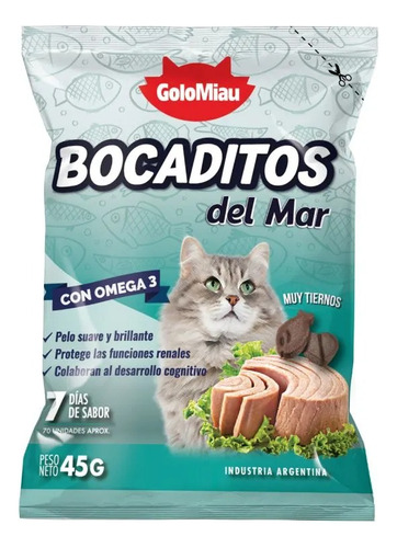 Pack Golomiau Gatos Bocaditos Del Mar 45g X 5 Unidades