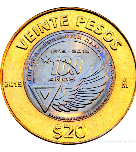 Moneda De 20 Pesos Fuerza Aerea Mexicana Sin Circular Escasa