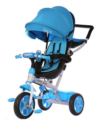 Triciclo Para Bebe 4 En 1 Con Ruedas Eva Color Celeste
