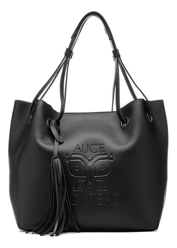 Bolsa Feminina Grande Lisboa Sacola Alice Monteiro Cor Preto