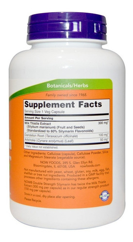 Imagem 2 de 2 de Silimarina Extrato Cardo-mariano 150mg 120 Cps Now Foods