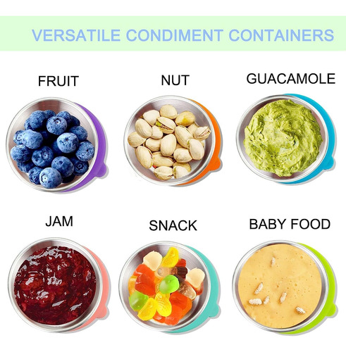 Dip Containers Con Tapas,seis Loncheras For Niños De 1.6 Oz