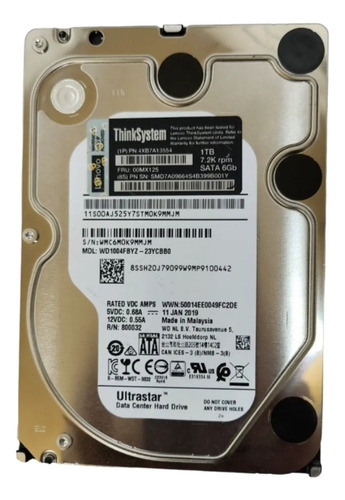 Disco rígido interno Lenovo 1tb 7.2k 3,5 Sata 6gbps 00mx125 4xb7a13554 cor Prateado