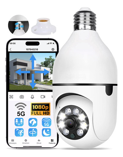 Cámara De Seguridad Socket Full Hd De 360° Wifi Con Alarma