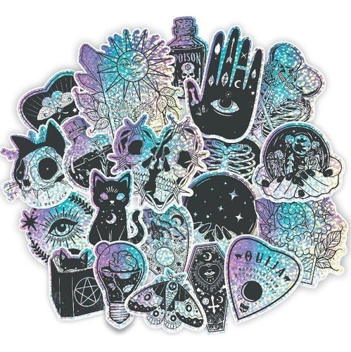 Calcos Stickers Vinilo Termo - Holografica Glitter Esoterica