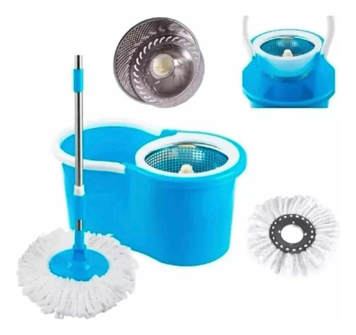 Trapeador Magico Con Cubeta Spin Mop + 1 Repuesto Microfibra