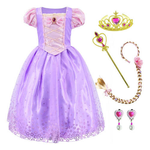 Disfraz De Princesa Para Ninas De 3 A 4 Anos Con Trenzas, Or