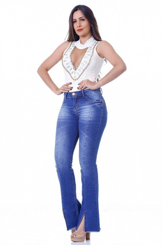 Calça Jeans Zigma Flare Com Abertura Na Barra