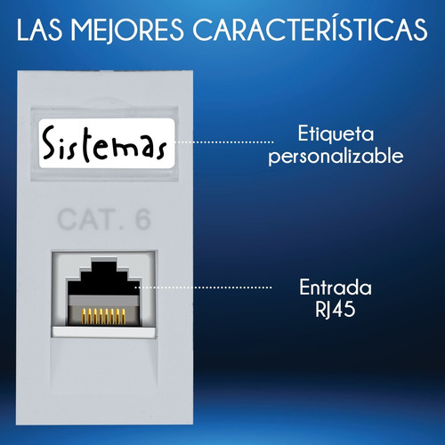 Roseta Jack Rj45 Red Cat 6 Ethernet 8 Hilos Caja Utp 1 Pz