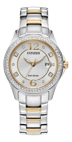 Reloj Clásico De Cristal Citizen Eco-drive Para Mujer En Dos