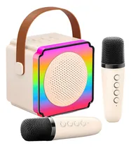 Comprar Parlante Portátil Led Rgb Bluetooth Karaoke 2 Micrófonos