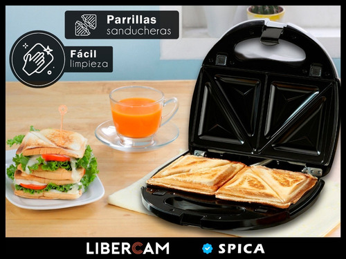 Sandwichera Waflera Grill Spica Sp-1480 3 En 1 Antiadherente Color Negro