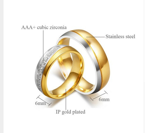Anillo Elegante De Acero Para Bodas- Compromisos.