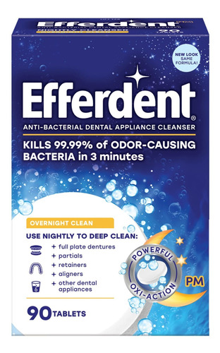 Limpiador De Dentadura Efferdent Anti-bacterial, Por La Noc.