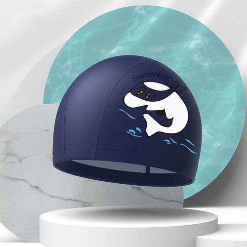 Hero Band touca de natação infantil profissional impermeável cor azul escuro golfinho