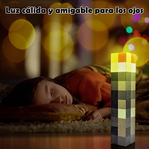 Lámpara Antorcha Minecraft Brownstone Luz Nocturna Led De S