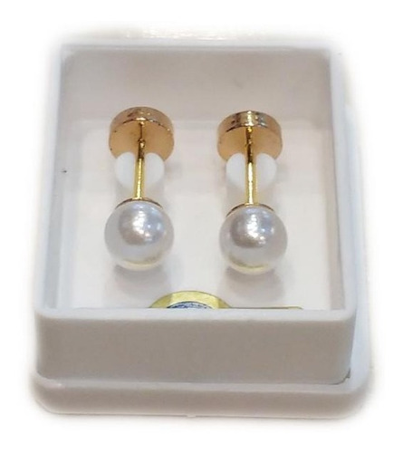 Aros Abridores Ch Perlas Cultivadas 4mm Cod 709 Oro 18kts