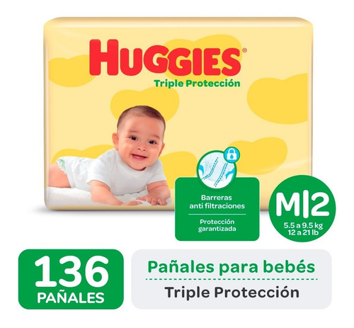 Imagen 1 de 3 de Pañales Huggies Classic Triple Proteccion Ahorrapack Pack X2