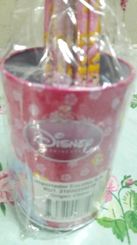 Imagen 3 de 4 de Portalapices Con 7 Lápices Princesas Disney