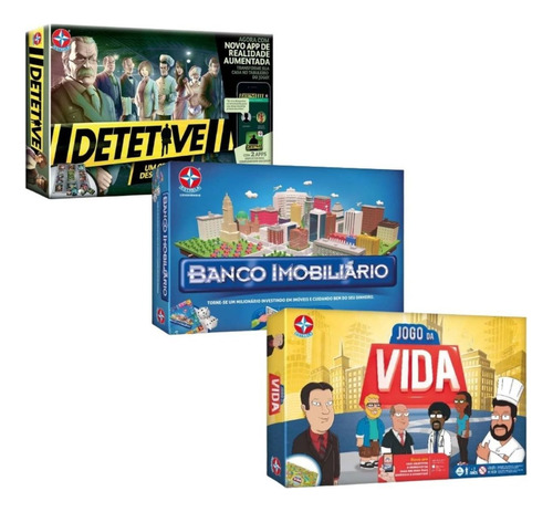 Kit Estrela Jogo Da Vida + Banco Imobiliário + Detetive