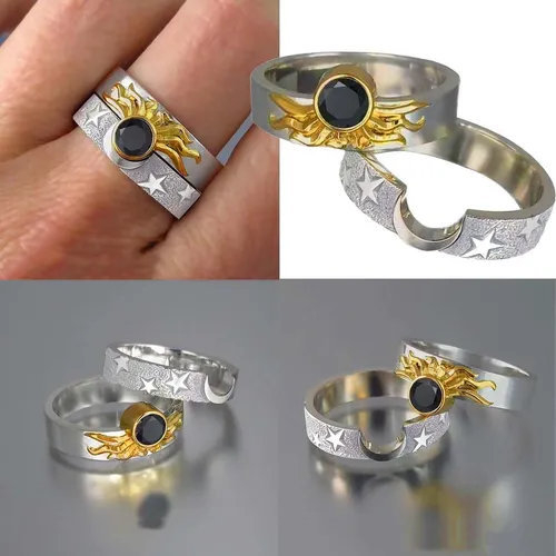 Conjunto De Combinación Luna Sol Anillo Mujer Pareja Regalo