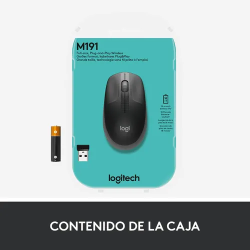 Mouse Inalambrico Logitech M190 Confort & Contorneado Carbon