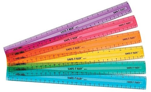 Eta Hand2mind 12-inch Rainbow Plastic Safe-t Rulers (paquete