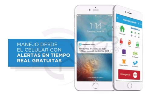 Imagen 2 de 10 de Kit Alarma Domiciliaria Inalambrica Wifi Marshall Ip Cuotas