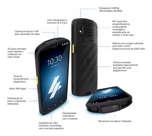Coletor De Dados Zebra Tc15 Android Smartphone 5g Tela 6,5