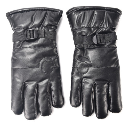 Guante Moto Negro Liso Eco Cuero 23596 Klub Mode Talle UNICO ADULTO