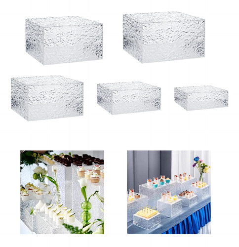Acrylic Cube Display Box Riser For Table Display 5 Piece Set